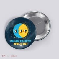Solar Eclipse April 8 2024 Cute Moon And Sun Button thumb 0