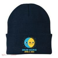 Solar Eclipse April 8 2024 Cute Moon And Sun Beanie thumb 0