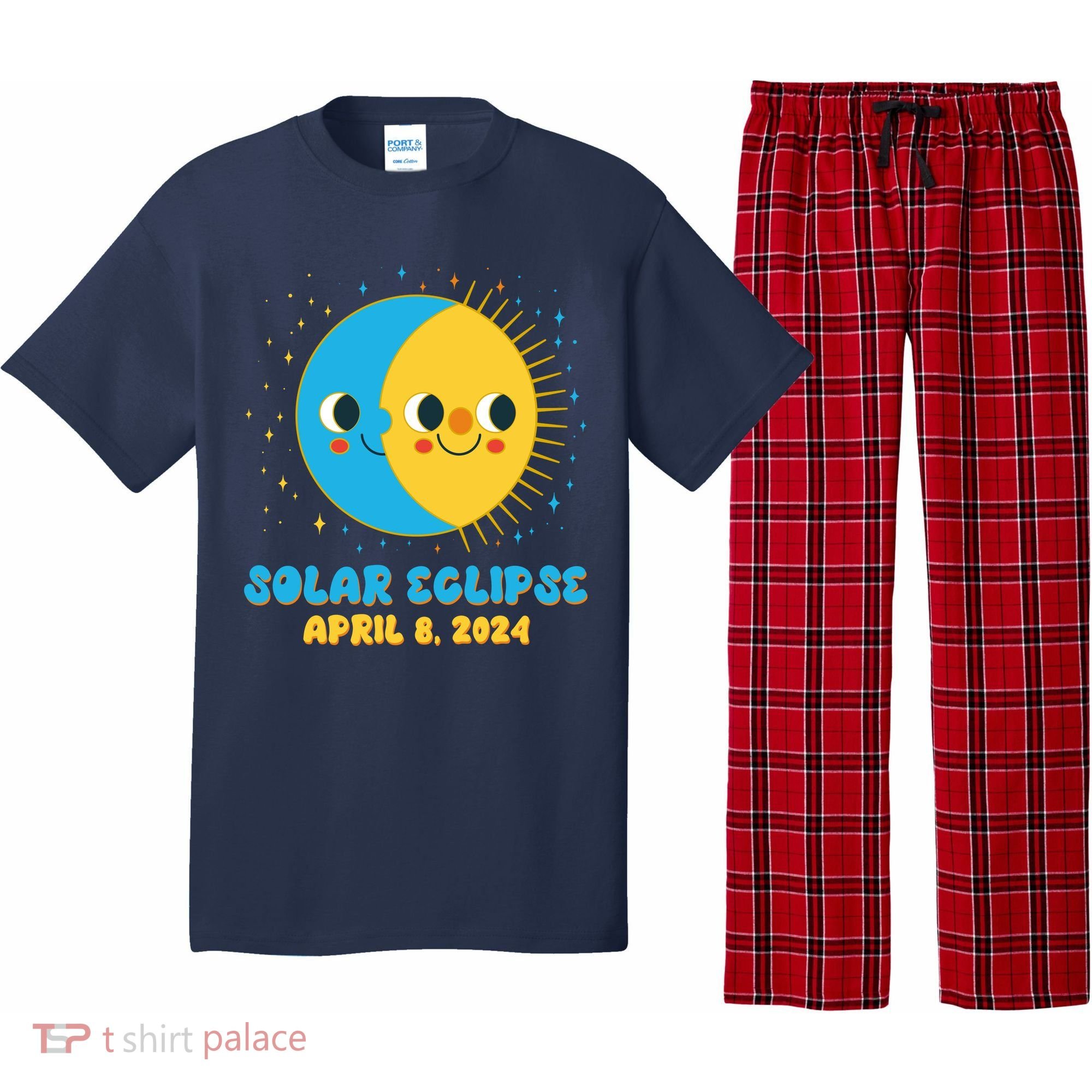 Solar Eclipse April 8 2024 Cute Moon And Sun Pajama Set