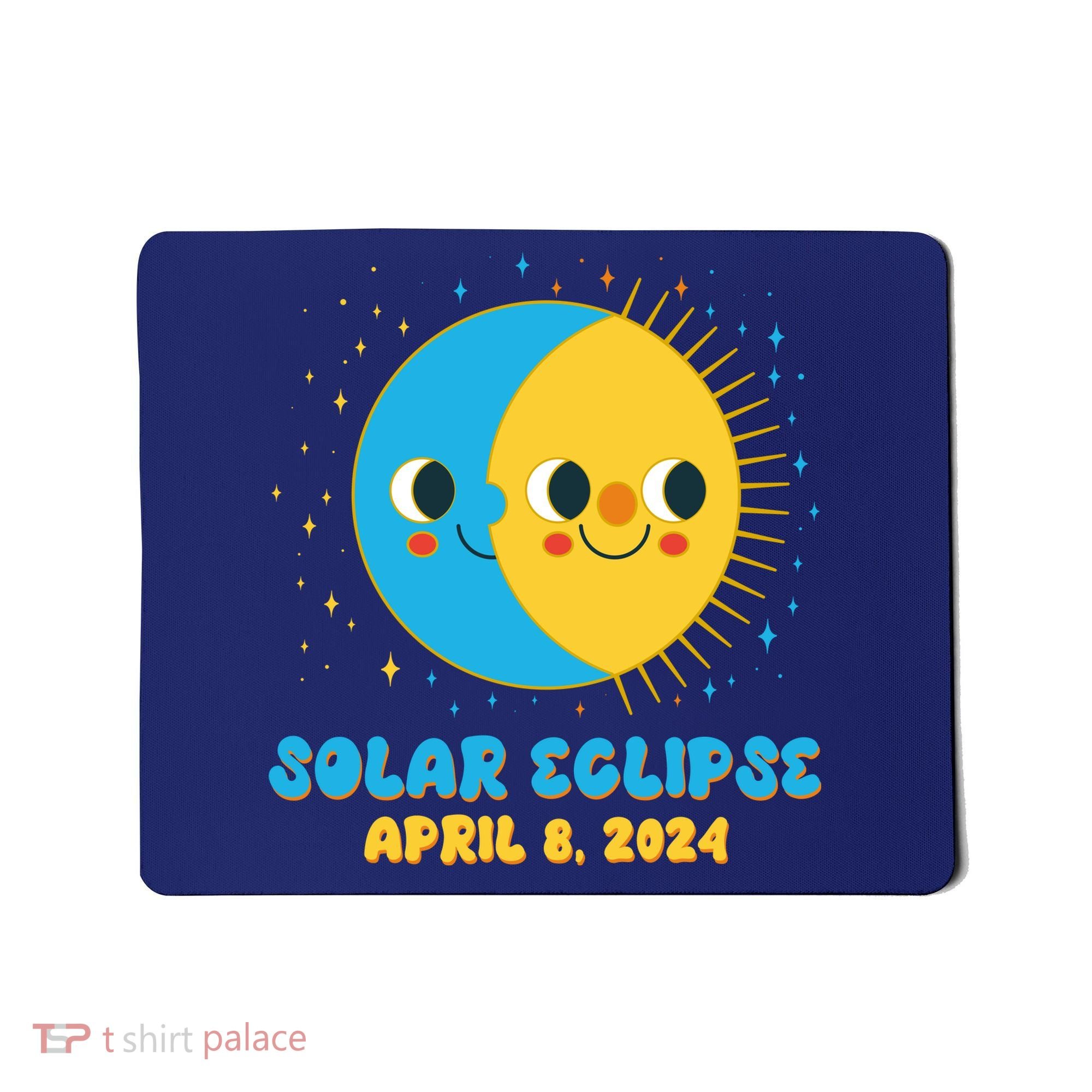 Solar Eclipse April 8 2024 Cute Moon And Sun Mousepad
