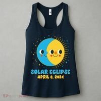 Solar Eclipse April 8 2024 Cute Moon And Sun Women's Tank Top thumb 3