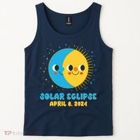 Solar Eclipse April 8 2024 Cute Moon And Sun Tank Top thumb 2