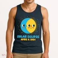 Solar Eclipse April 8 2024 Cute Moon And Sun Tank Top thumb 3