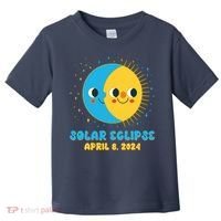 Solar Eclipse April 8 2024 Cute Moon And Sun Toddler T-Shirt thumb 0