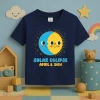 Solar Eclipse April 8 2024 Cute Moon And Sun Toddler T-Shirt thumb 3