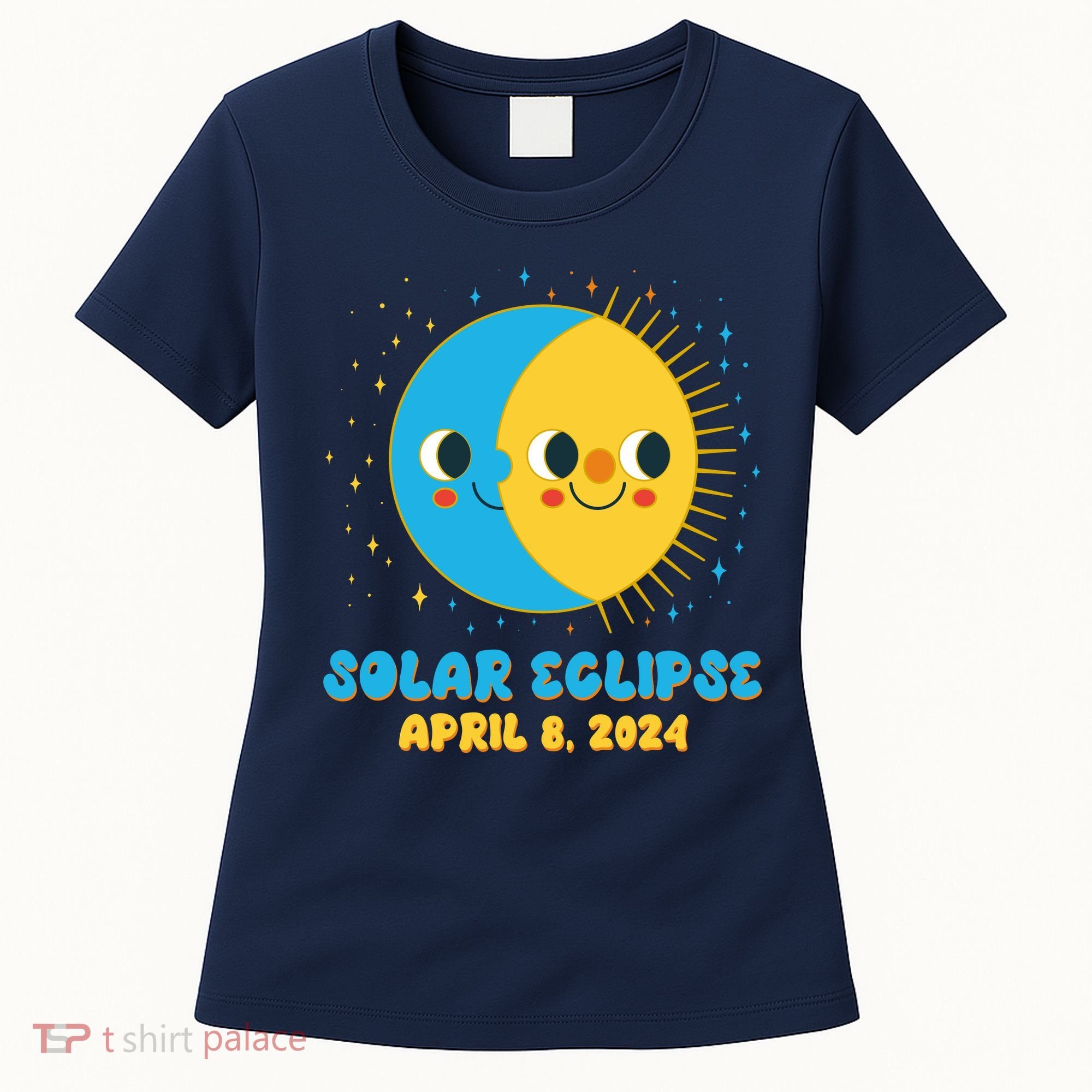 Solar Eclipse April 8 2024 Cute Moon And Sun Women's T-Shirt