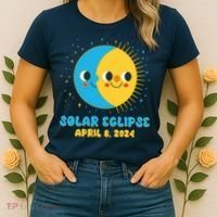 Solar Eclipse April 8 2024 Cute Moon And Sun Women's T-Shirt thumb 2