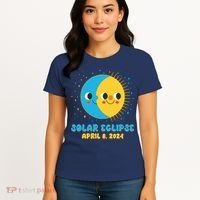 Solar Eclipse April 8 2024 Cute Moon And Sun Women's T-Shirt thumb 4