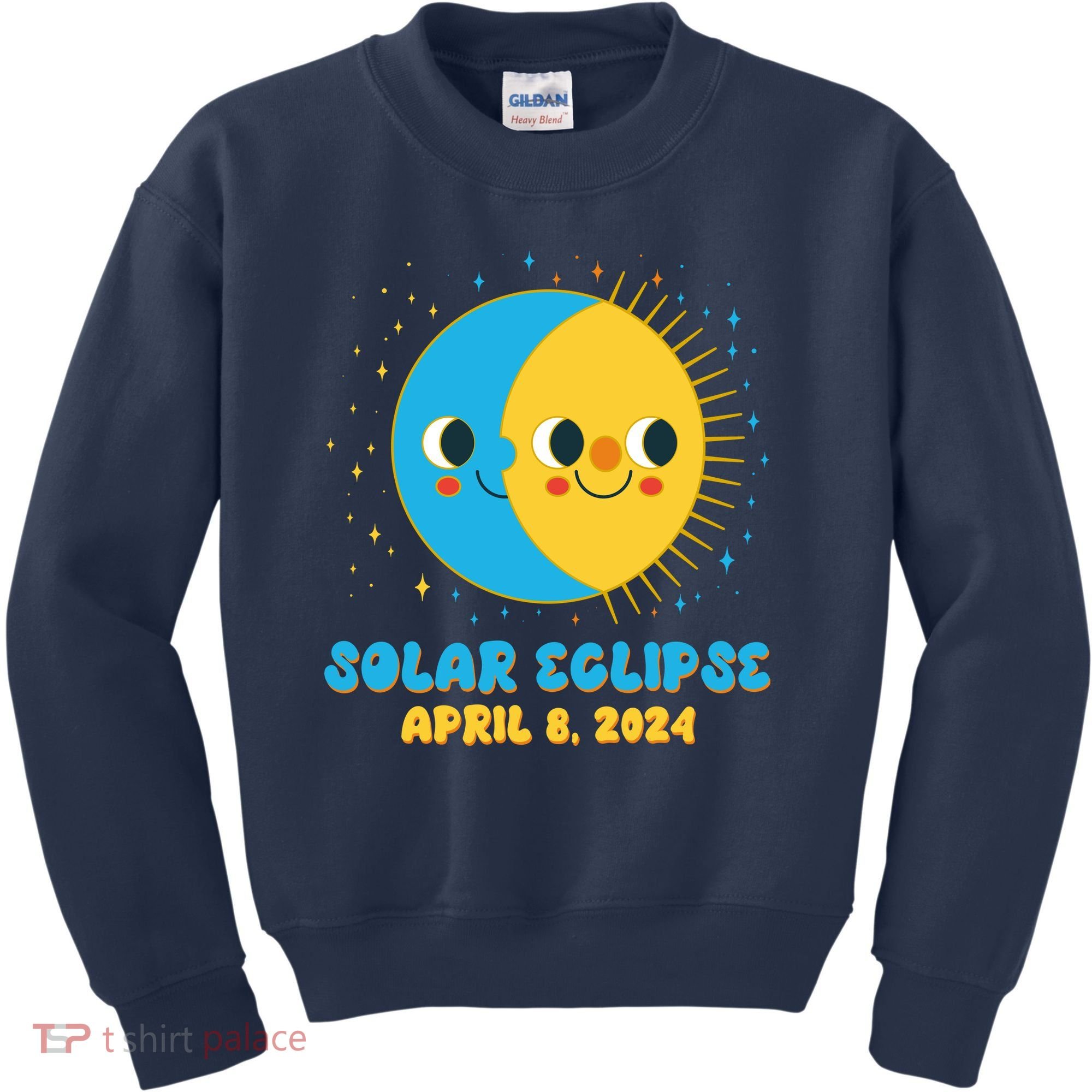 Solar Eclipse April 8 2024 Cute Moon And Sun Kids Sweatshirt