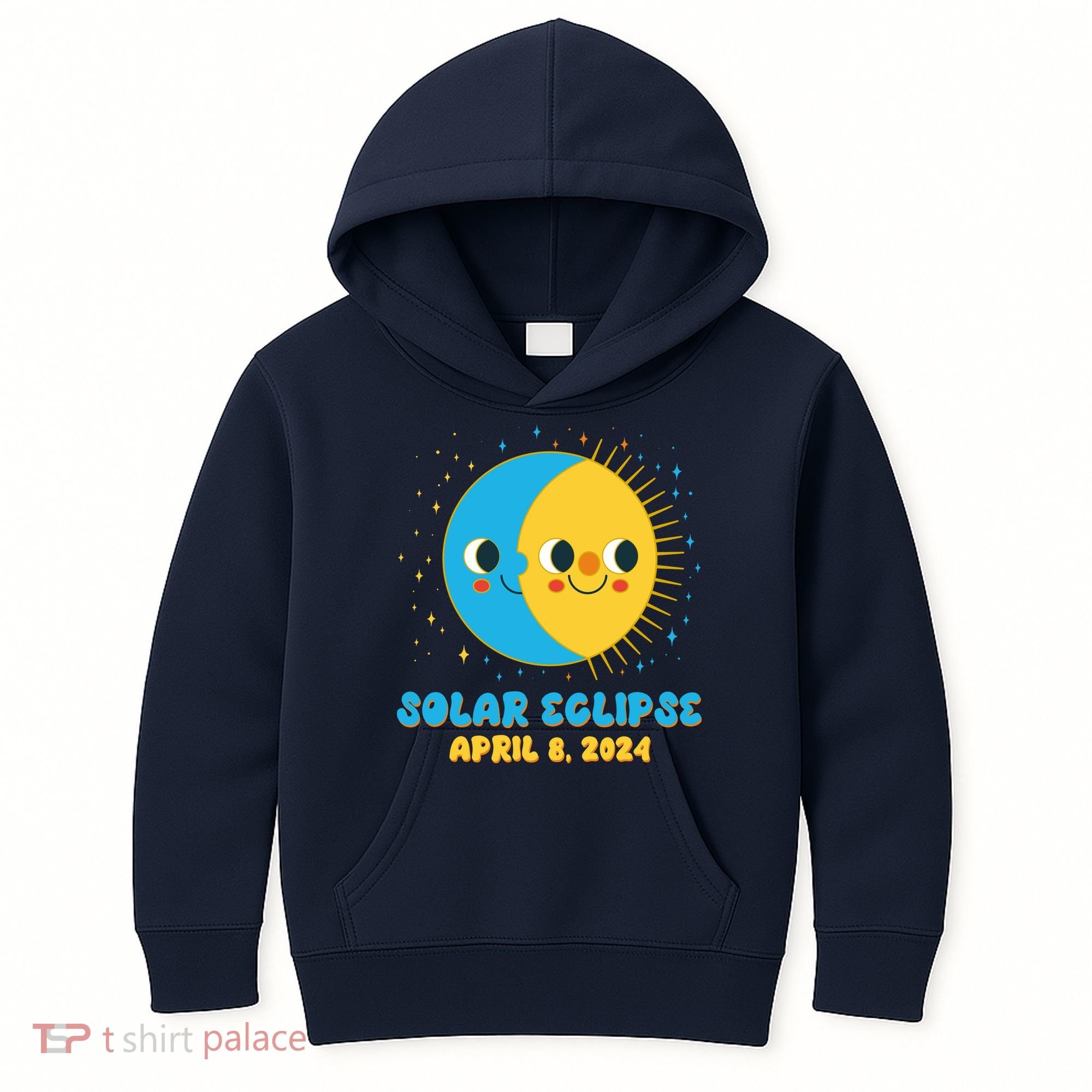 Solar Eclipse April 8 2024 Cute Moon And Sun Kids Hoodie