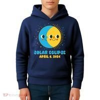 Solar Eclipse April 8 2024 Cute Moon And Sun Kids Hoodie thumb 4