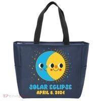 Solar Eclipse April 8 2024 Cute Moon And Sun Tote Bag thumb 0