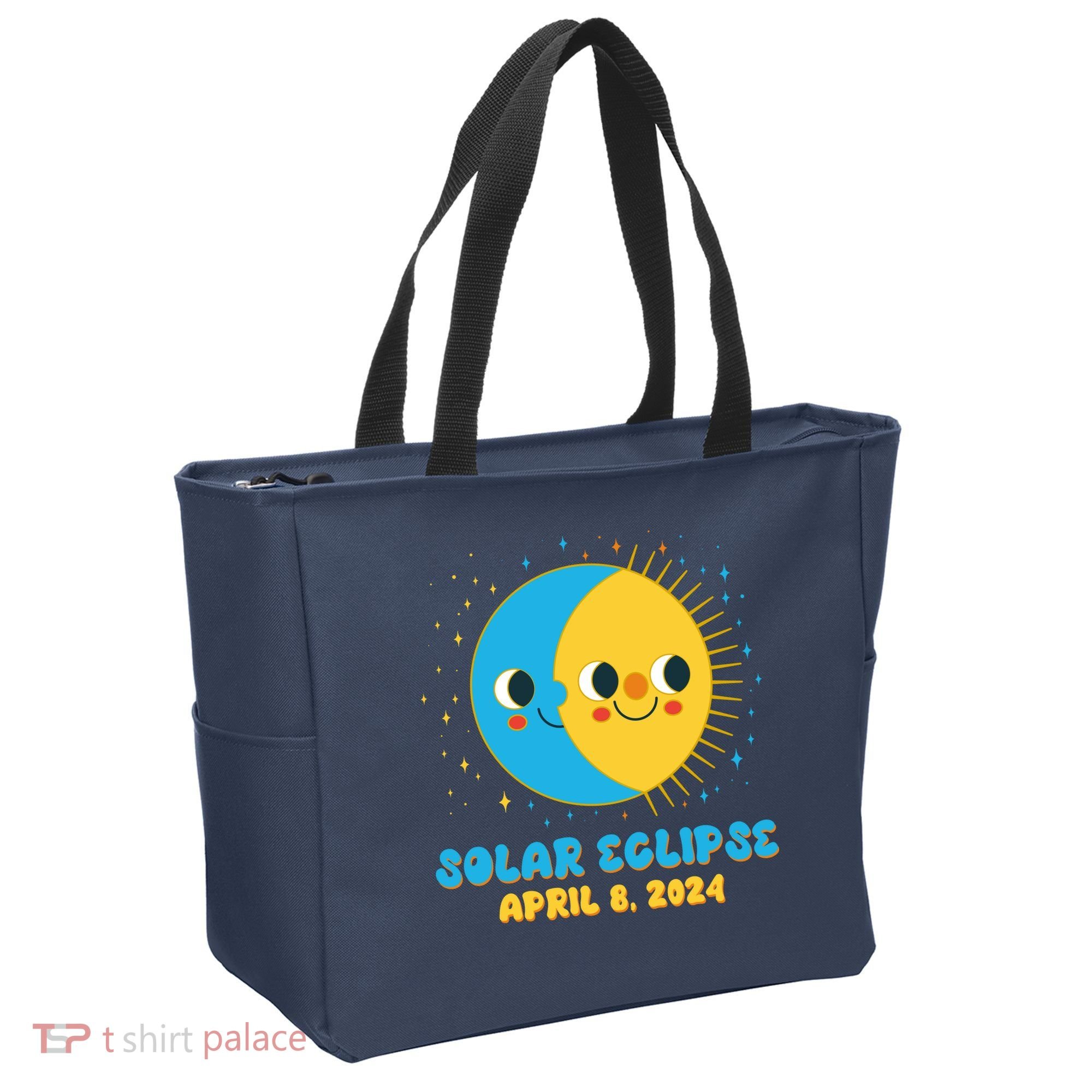 Solar Eclipse April 8 2024 Cute Moon And Sun Tote Bag
