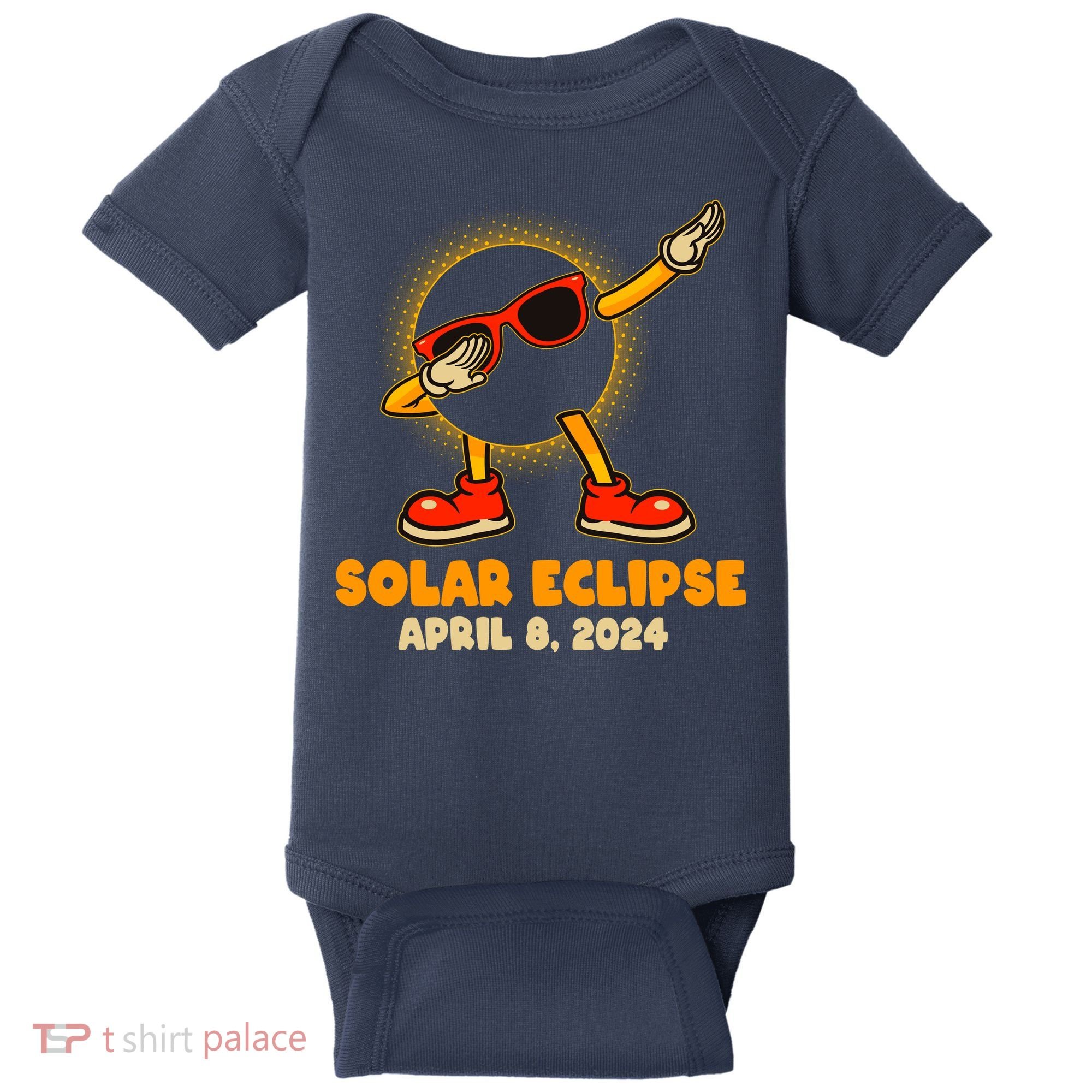 Solar Eclipse April 8 2024 Dabbing Sun Baby Bodysuit