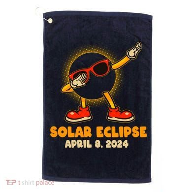 Solar Eclipse April 8 2024 Dabbing Sun Golf Towel