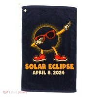 Solar Eclipse April 8 2024 Dabbing Sun Golf Towel thumb 0