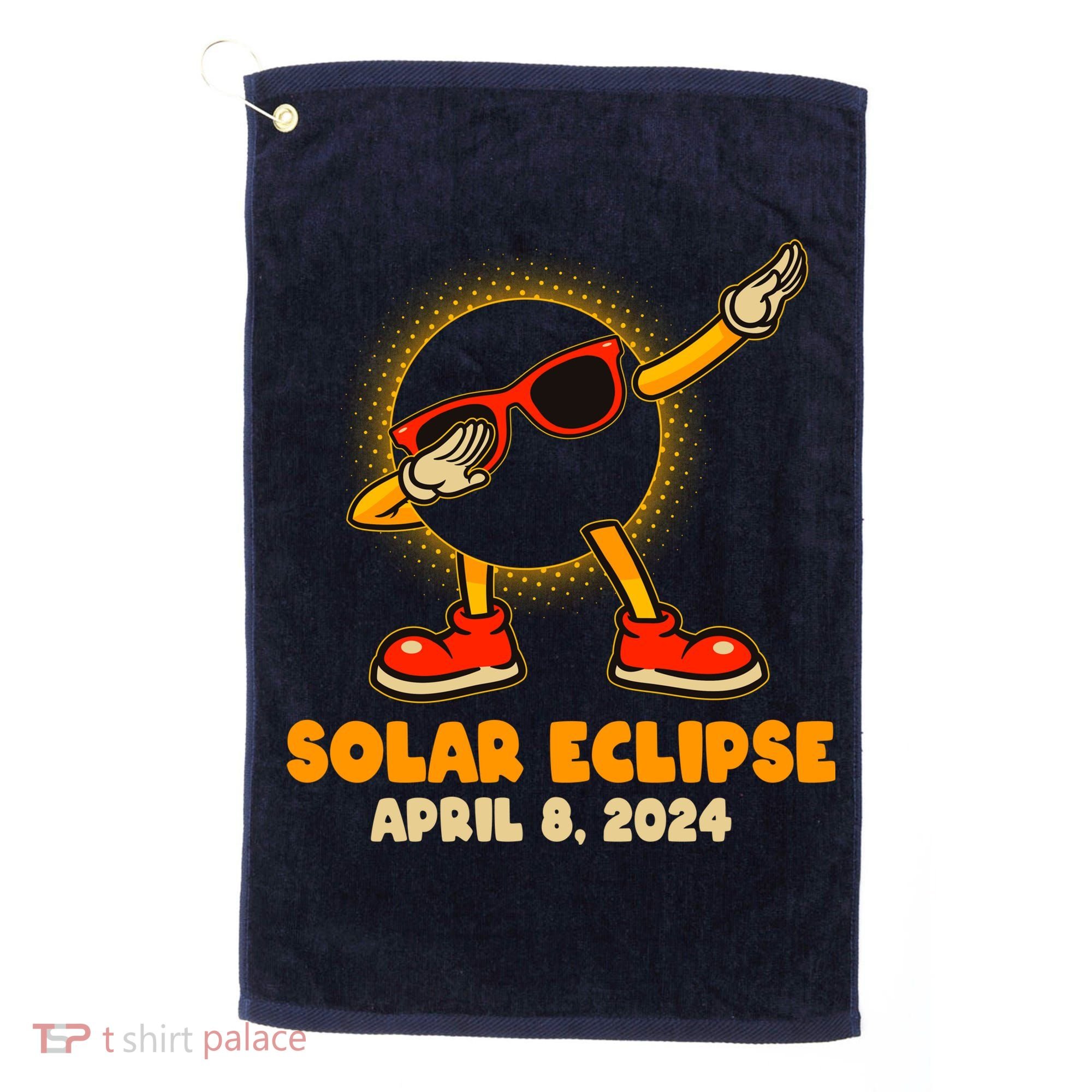 Solar Eclipse April 8 2024 Dabbing Sun Golf Towel
