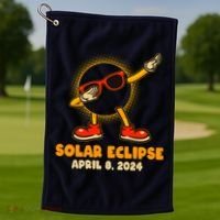 Solar Eclipse April 8 2024 Dabbing Sun Golf Towel thumb 1