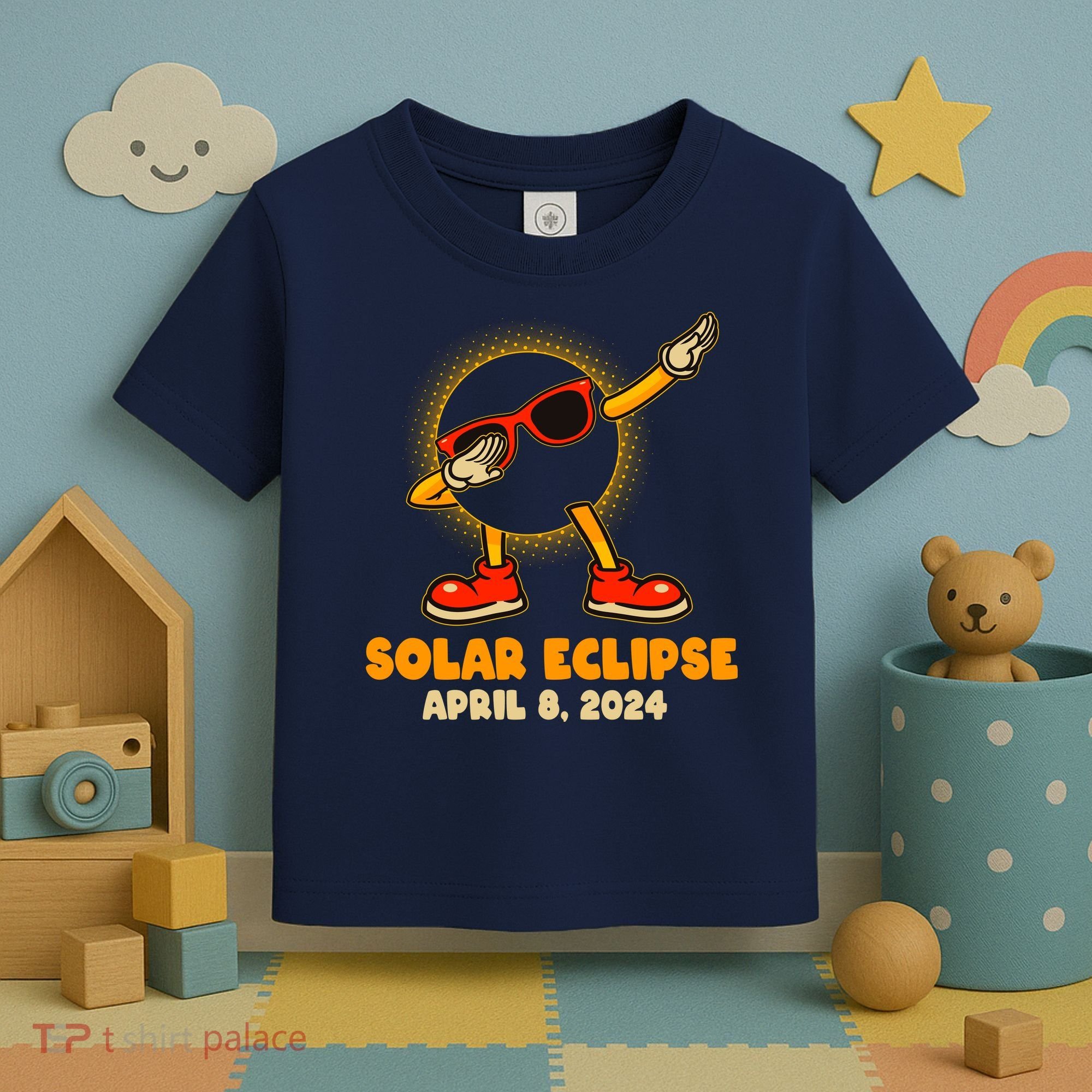 Solar Eclipse April 8 2024 Dabbing Sun Toddler T-Shirt