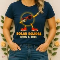 Solar Eclipse April 8 2024 Dabbing Sun Women's T-Shirt thumb 2