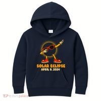 Solar Eclipse April 8 2024 Dabbing Sun Kids Hoodie thumb 0