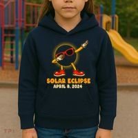 Solar Eclipse April 8 2024 Dabbing Sun Kids Hoodie thumb 3