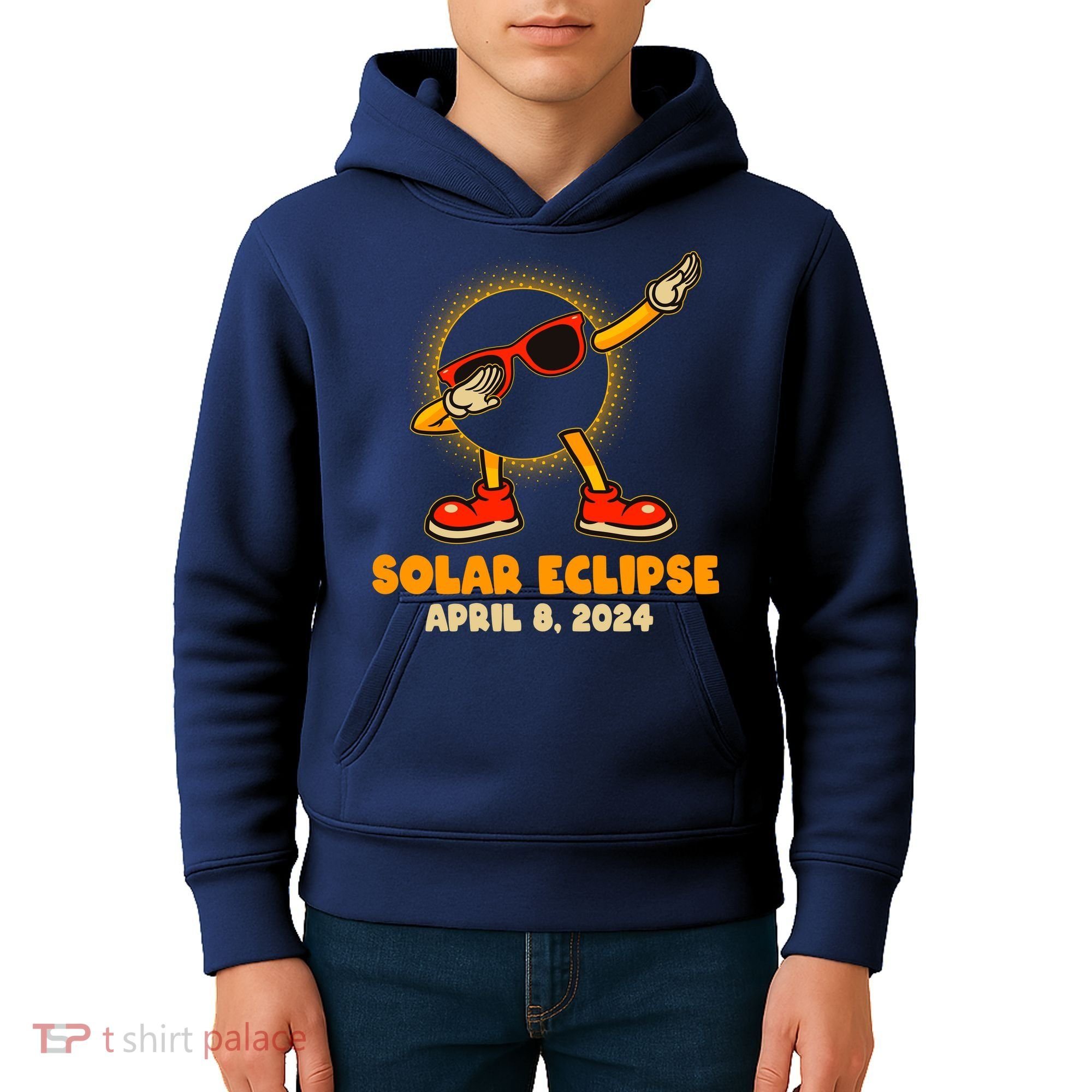 Solar Eclipse April 8 2024 Dabbing Sun Kids Hoodie