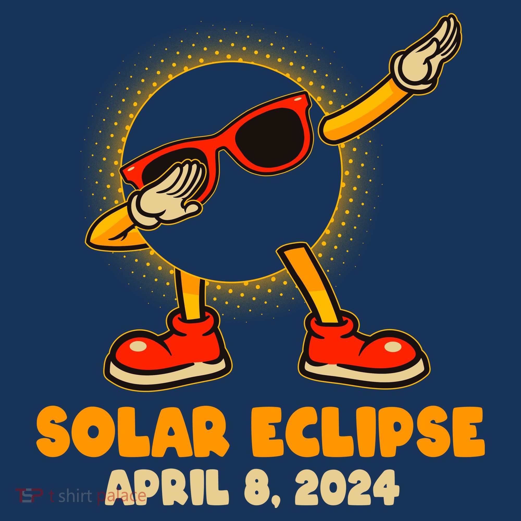 Solar Eclipse April 8 2024 Dabbing Sun Kids Long Sleeve Shirt