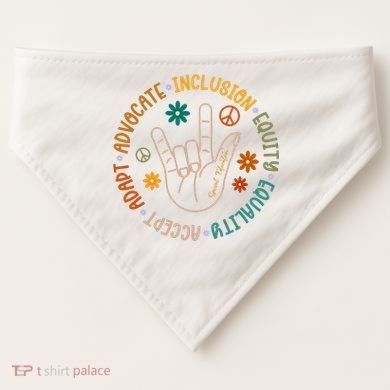 Special Education Autism Accept Equality Hippie USA-Made Doggie Bandana