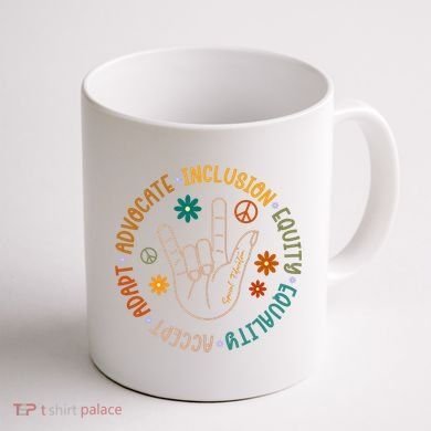 Special Education Autism Accept Equality Hippie Coffee Mug back