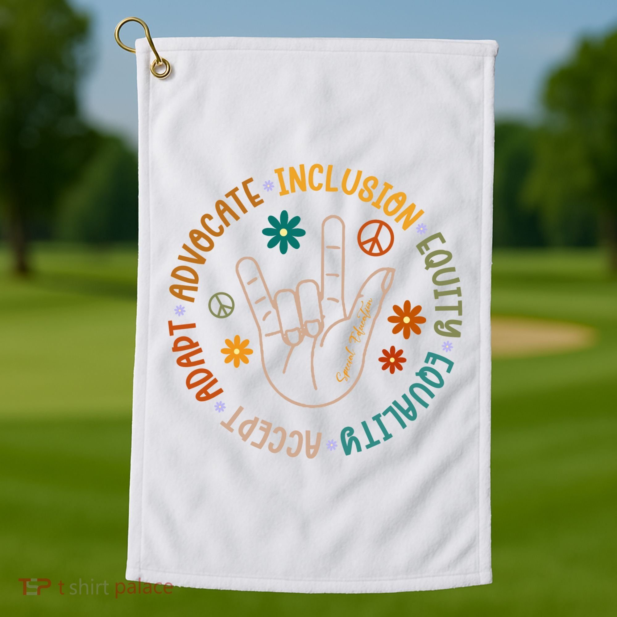 Special Education Autism Accept Equality Hippie Golf Towel