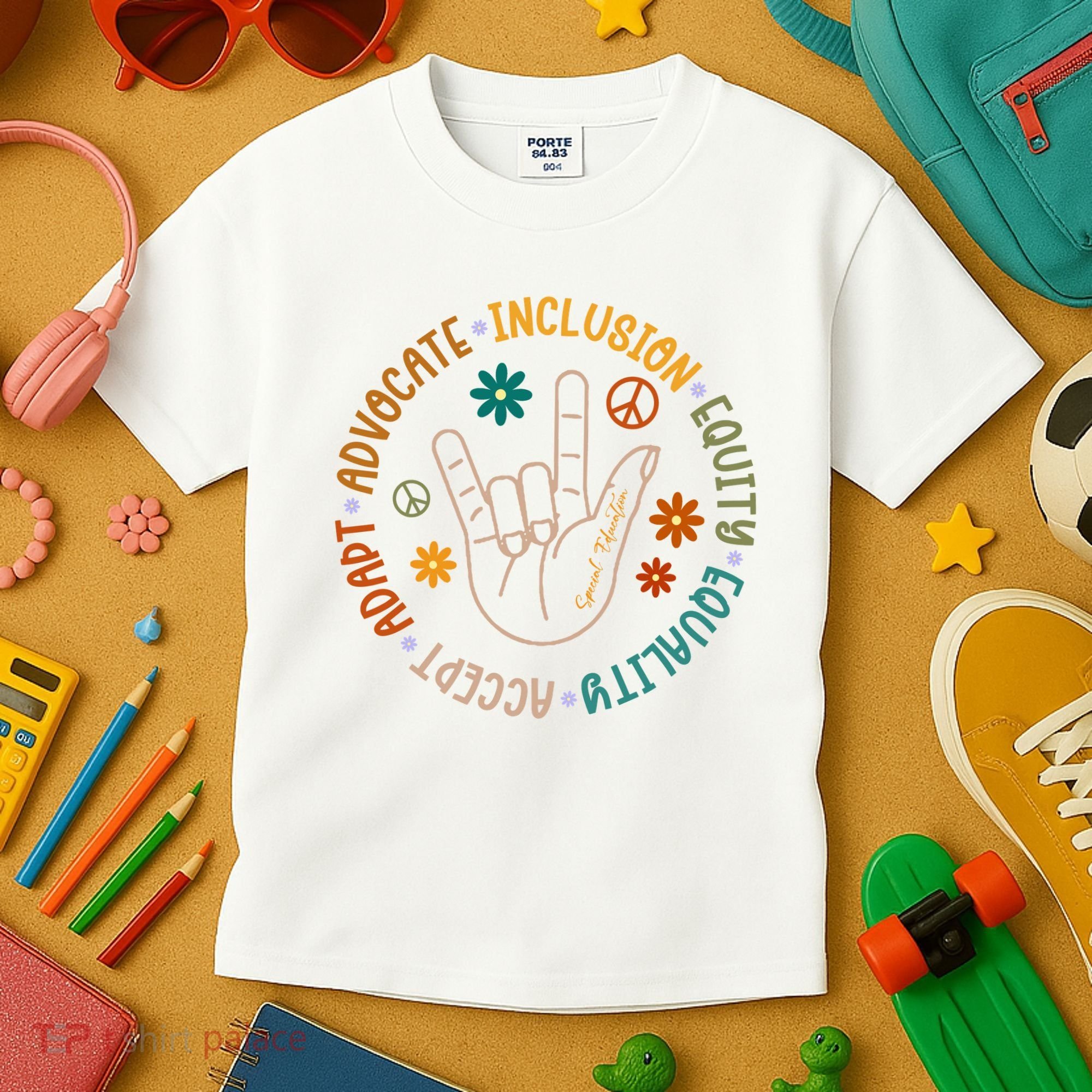 Special Education Autism Accept Equality Hippie Kids T-Shirt
