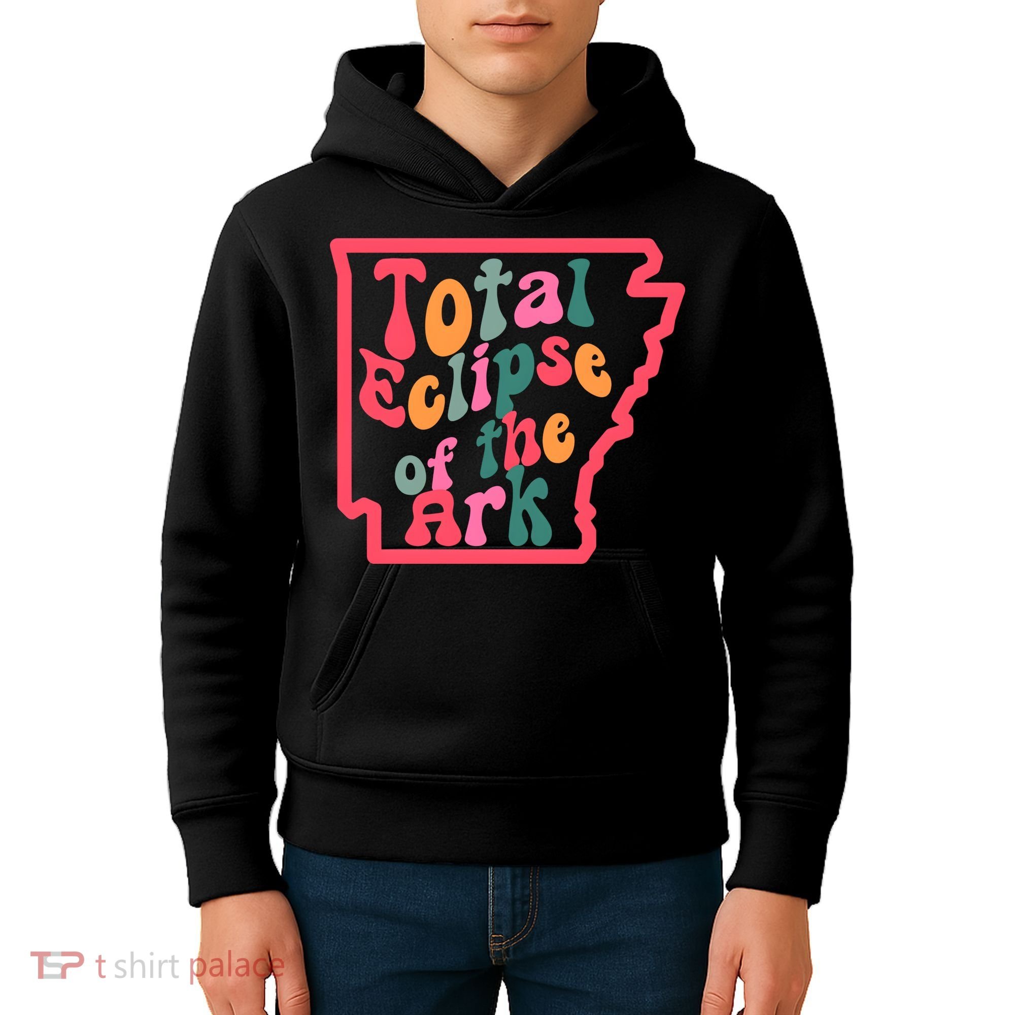 Solar Eclipse Arkansas Map Kids Hoodie
