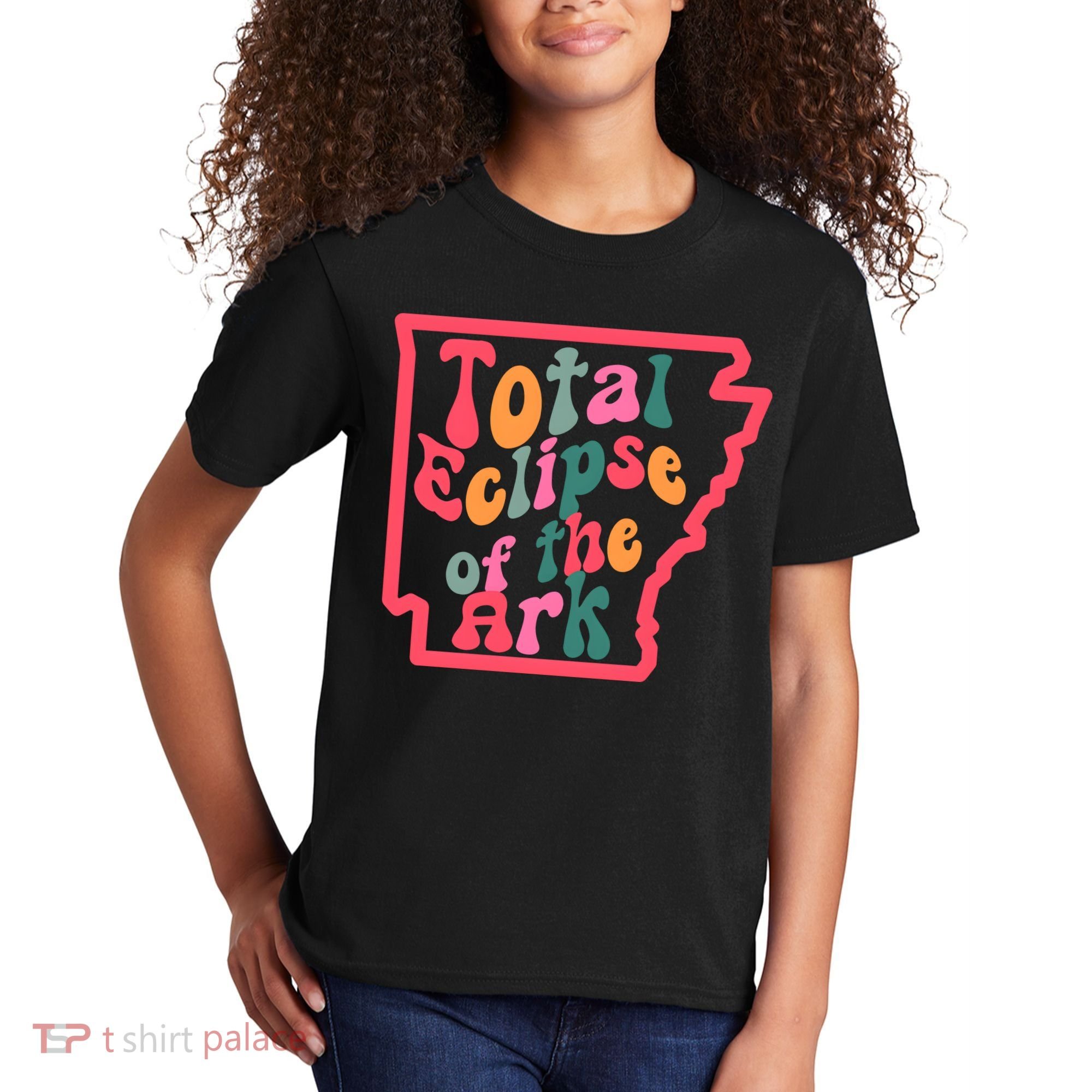 Solar Eclipse Arkansas Map Kids T-Shirt