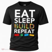Sleep Eat Build Repeat Building Blocks Cooling Performance Crew T-Shirt thumb 0
