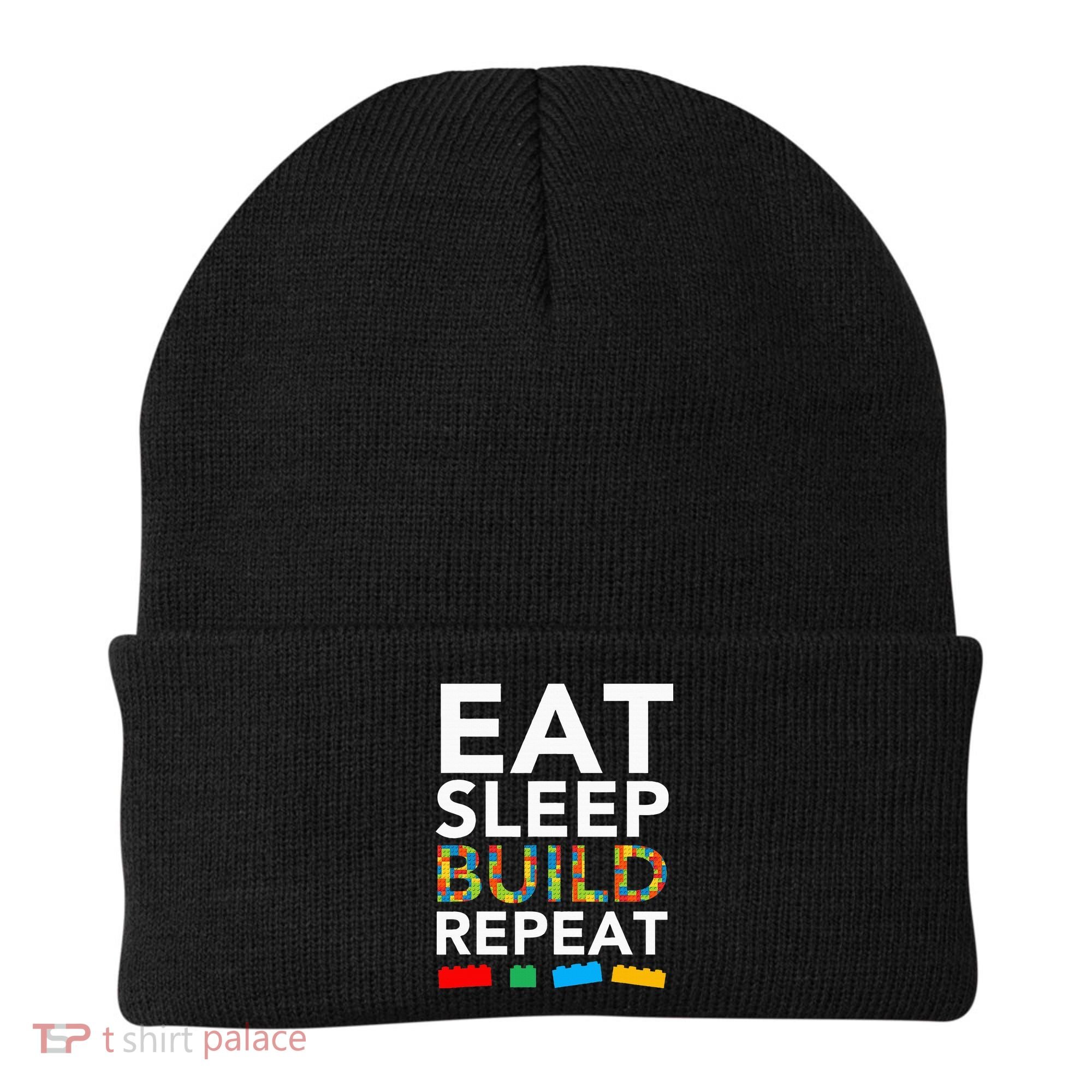 Sleep Eat Build Repeat Building Blocks Beanie