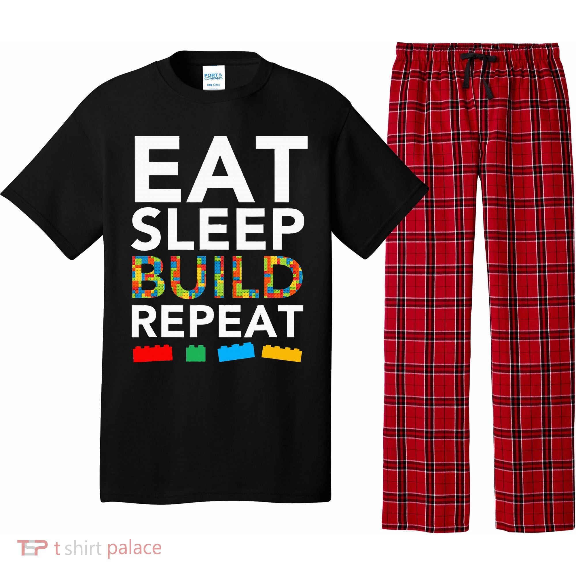 Sleep Eat Build Repeat Building Blocks Pajama Set