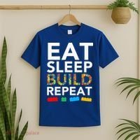 Sleep Eat Build Repeat Building Blocks T-Shirt thumb 2