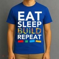 Sleep Eat Build Repeat Building Blocks T-Shirt thumb 3