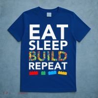 Sleep Eat Build Repeat Building Blocks T-Shirt thumb 5