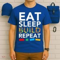 Sleep Eat Build Repeat Building Blocks T-Shirt thumb 6