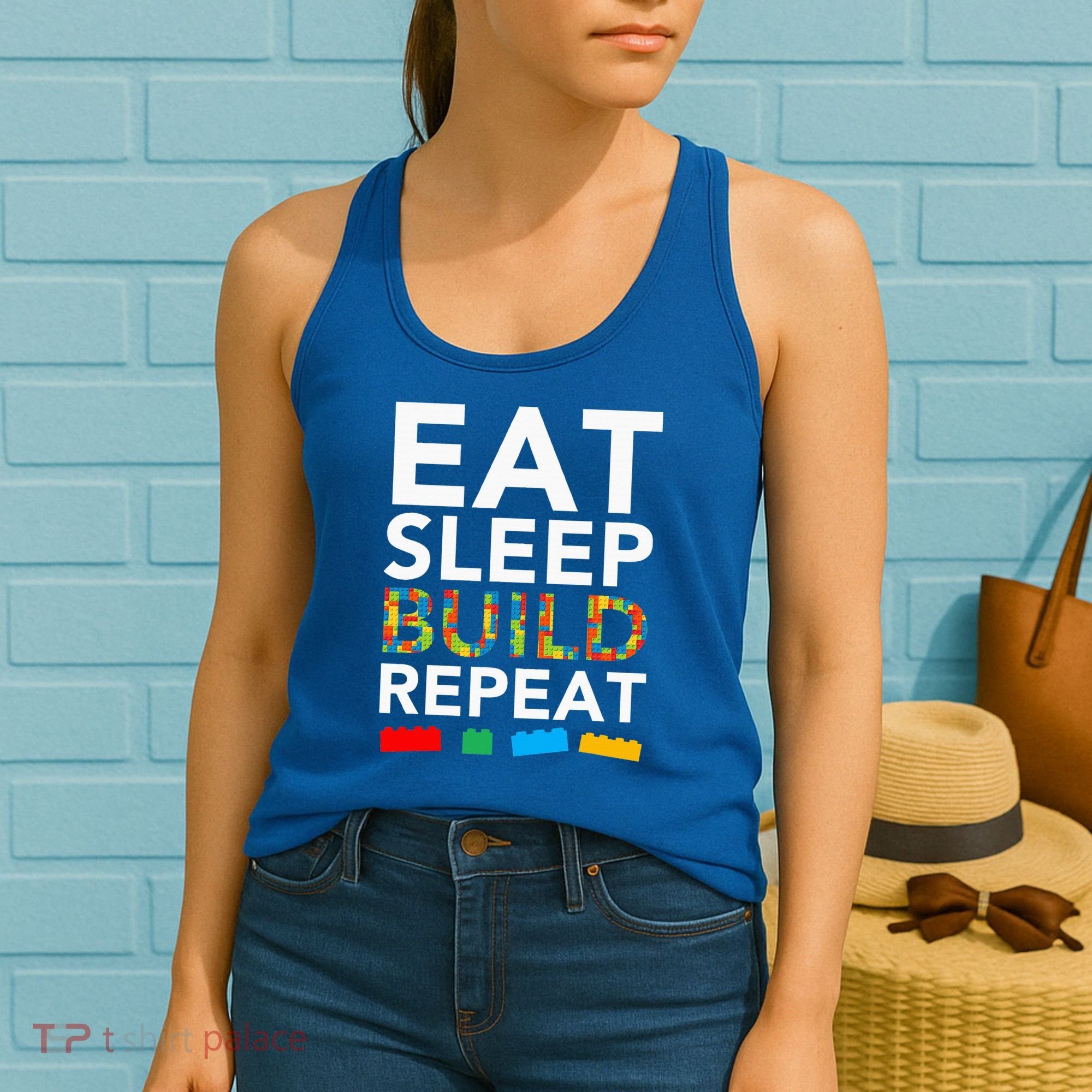 Sleep Eat Build Repeat Building Blocks Women's Tank Top