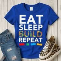 Sleep Eat Build Repeat Building Blocks Women's T-Shirt thumb 3