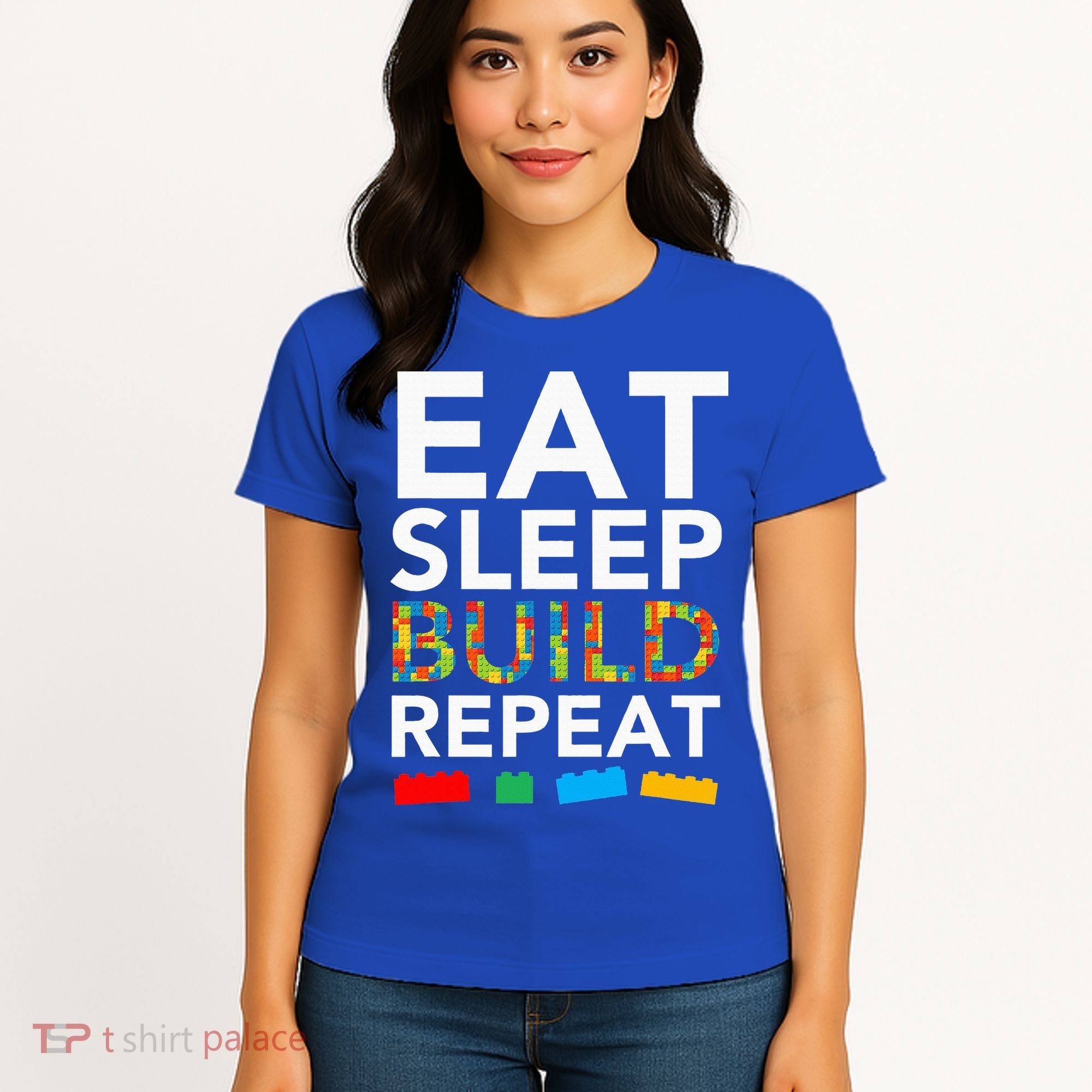 Sleep Eat Build Repeat Building Blocks Women's T-Shirt