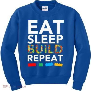 Sleep Eat Build Repeat Building Blocks Kids Sweatshirt