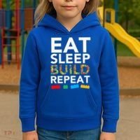 Sleep Eat Build Repeat Building Blocks Kids Hoodie thumb 3