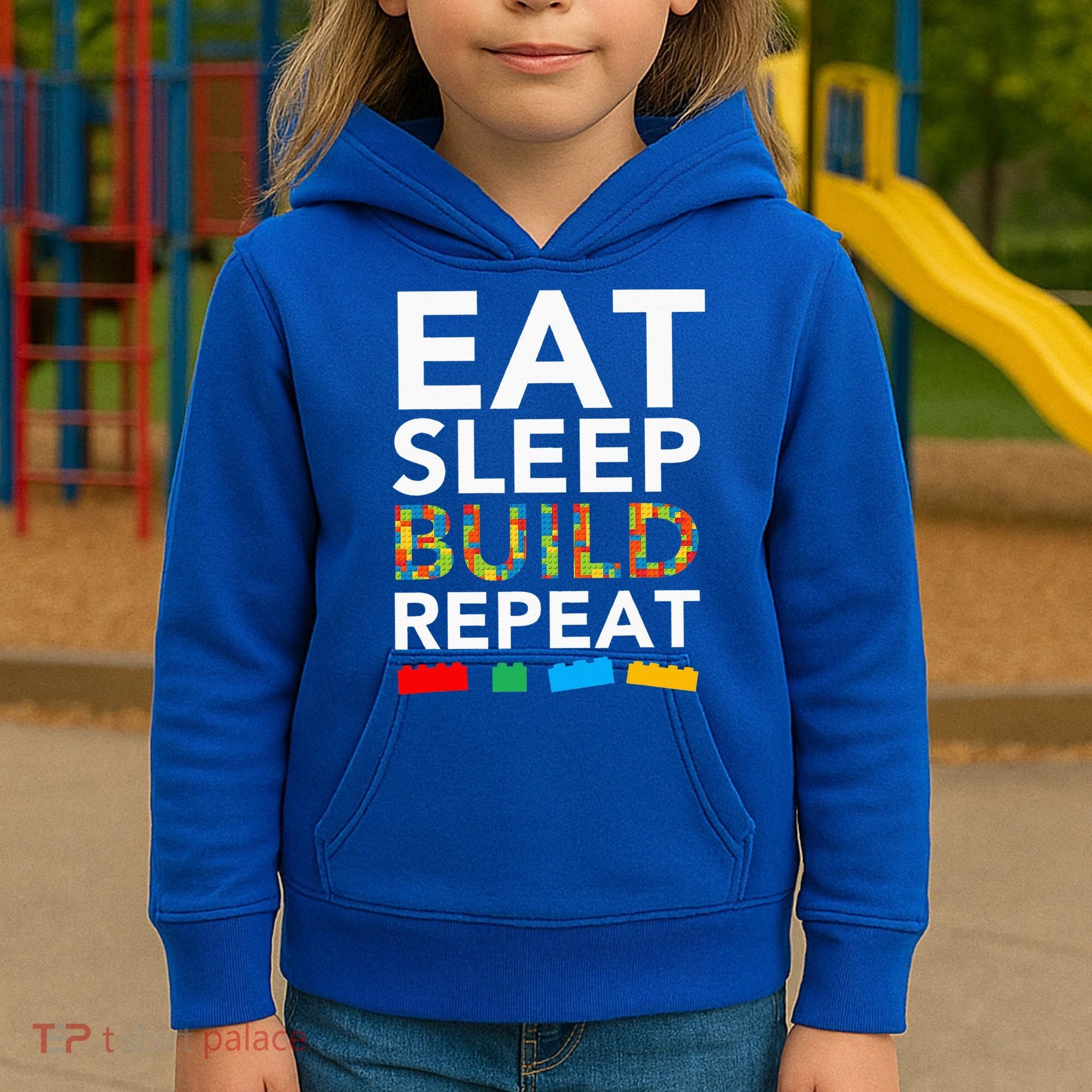 Sleep Eat Build Repeat Building Blocks Kids Hoodie