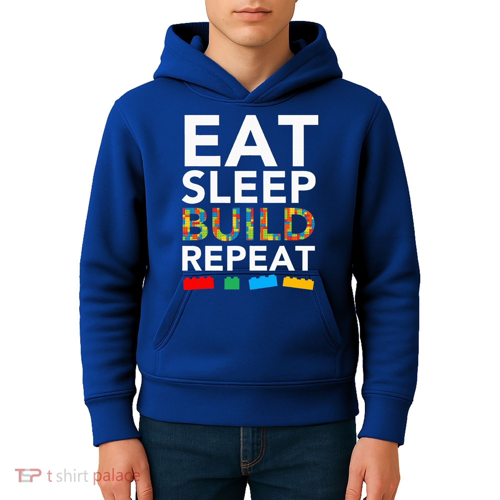 Sleep Eat Build Repeat Building Blocks Kids Hoodie