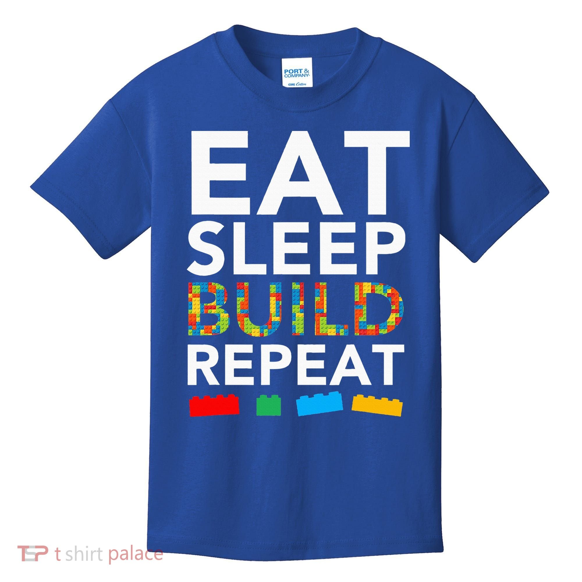 Sleep Eat Build Repeat Building Blocks Kids T-Shirt