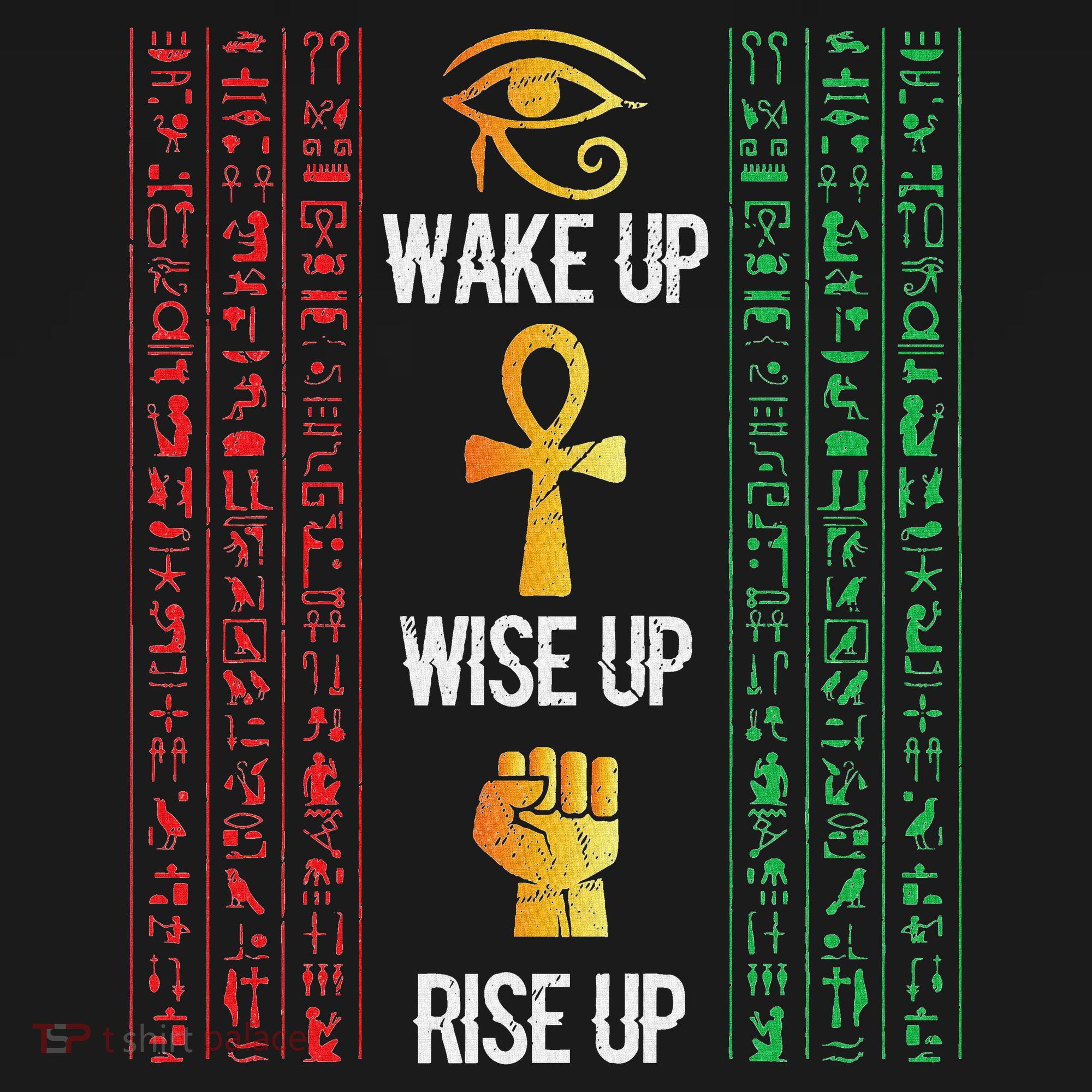 Scary Egyptian Black Egypt Hyerogliphs Ankh Eye Of Horus T-Shirt
